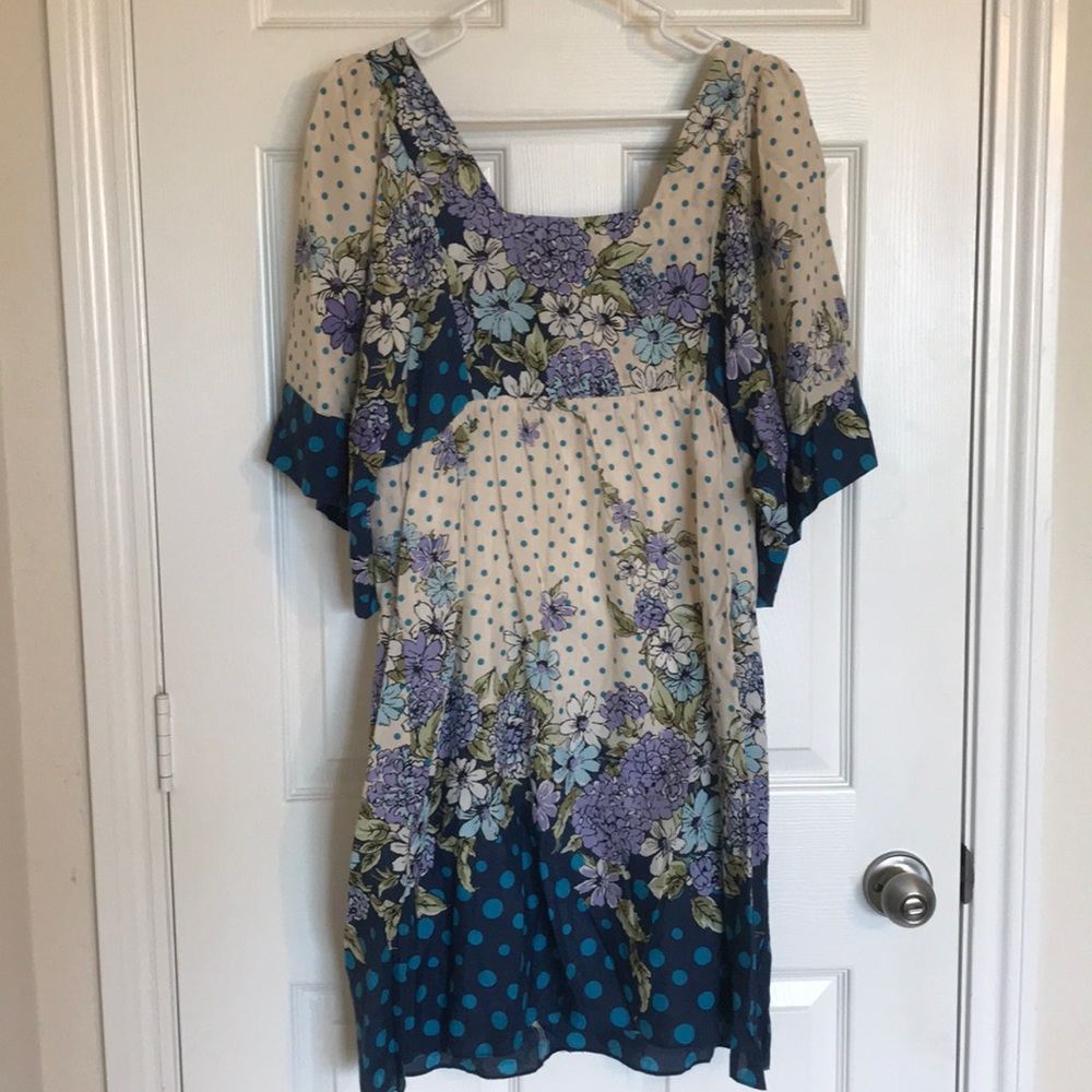 Floral print and polka dot dress